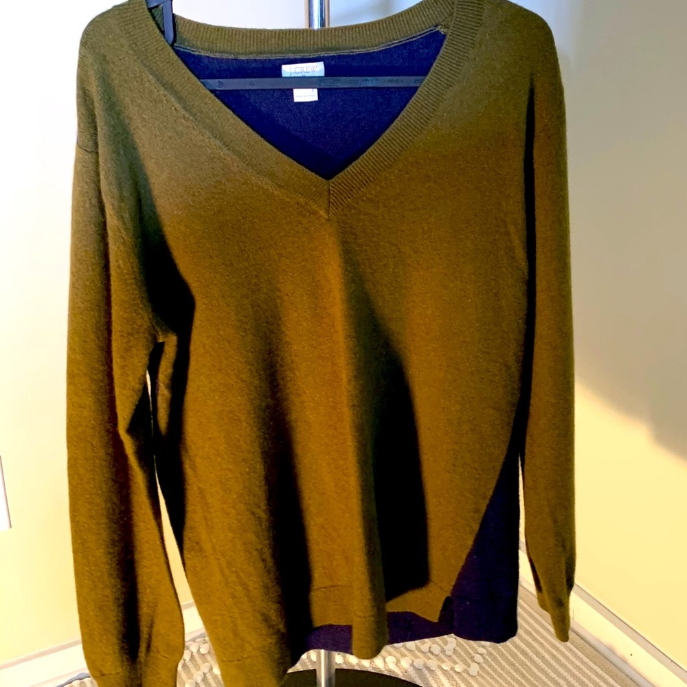 J crew - Men's blue/green wool sweater - V-Neck-L
